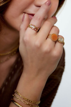 Statement ring stone - pink - Natural stone collection Pink & Gold Stainless Steel One size h5 Picture4